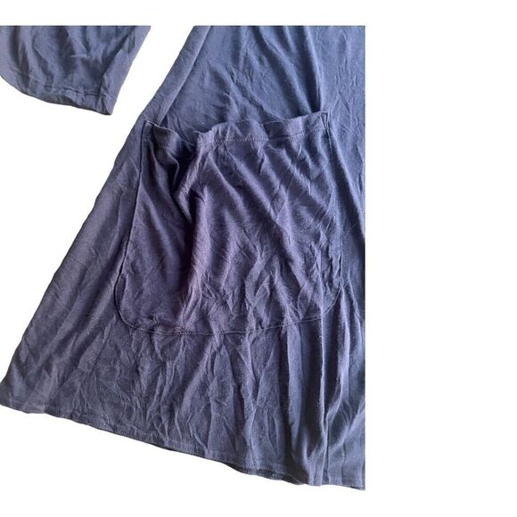 Comfy USA Crinkle Tunic Top Womens Medium Navy Two Pocket Front Shirt Lagen Look - Picture 3 of 10